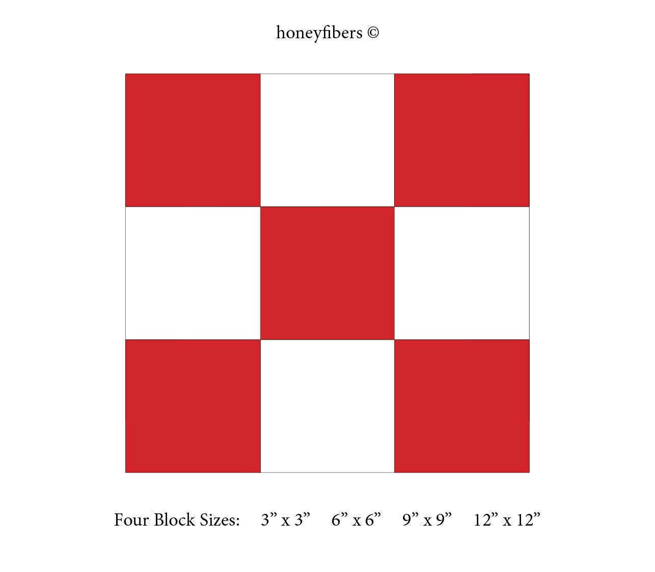 Nine Patch Quilt Block, Instant Download, FOUR Quilt Block Sizes 3, 6