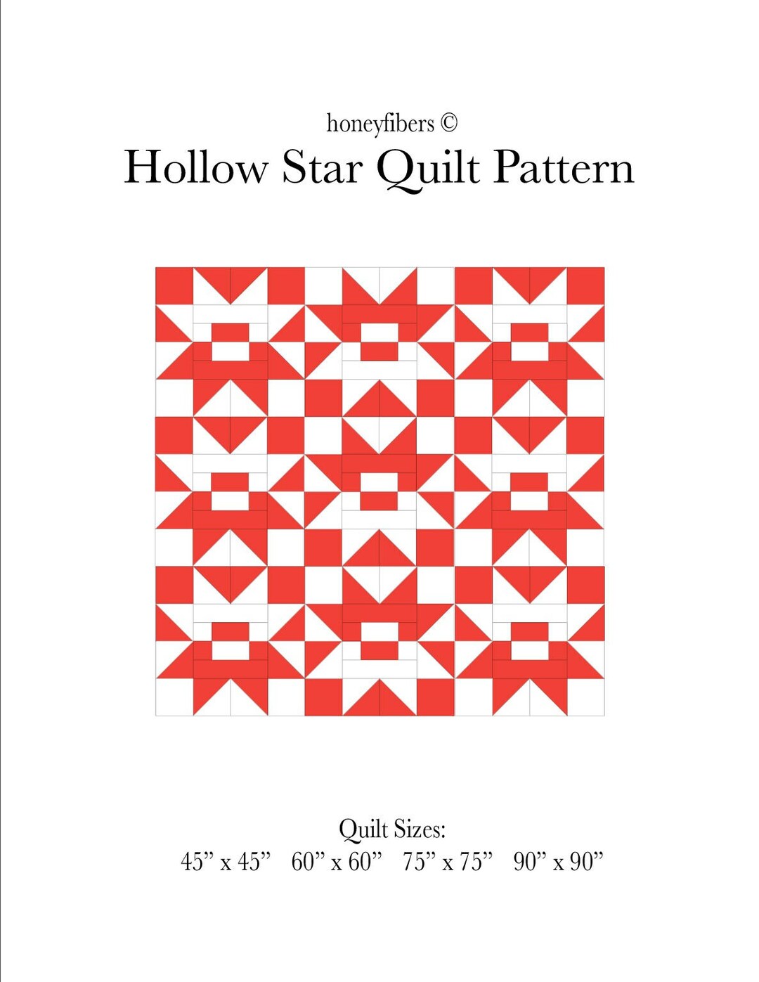 Hollow Star Quilt Pattern Instant Download FOUR Sizes Etsy