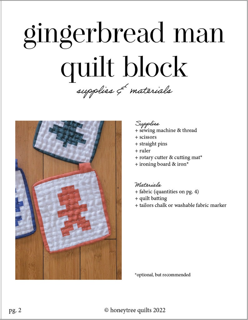 Gingerbread Man Quilt Block Pattern PDF Instant Download Etsy