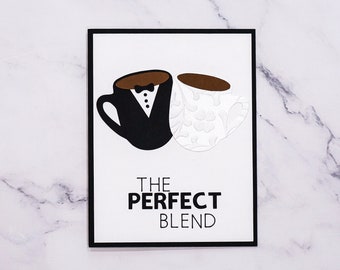 The Perfect Blend Wedding Card, Coffee Wedding Card, Elegant Handmade Wedding Card