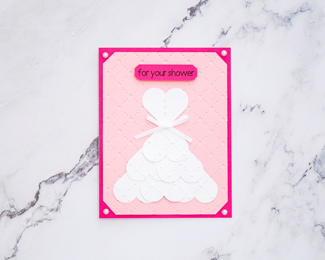 Pink and White Bridal Shower Card, Handmade Bridal Shower Card, Unique