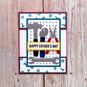 Outil 3D carte de fête des pères, carte de bricoleur, carte de papa, carte de voeux, carte unique, carte faite main, carte d'outil, carte masculine