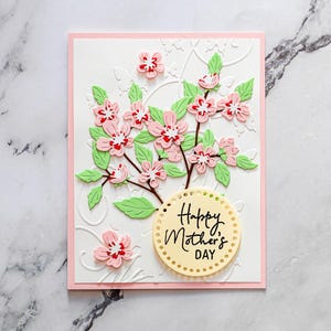 Carte de fête des mères 3D, carte de maman, carte de fleurs de cerisier, carte de fleurs, carte élégante, carte faite main, carte de voeux, carte féminine