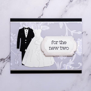 Carte de mariage 3D, Pour les deux nouveaux, Jeunes mariés, Carte de smoking, Robe de mariée, Carte élégante, Carte faite main, Carte de fiançailles, Carte unique