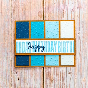 Carte d'anniversaire 3D, Carte bleue, Carte dégradé, Carte en relief, Carte unique, Carte faite main, Carte masculine