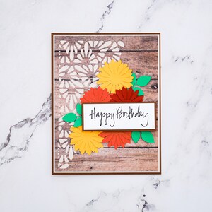 Carte d'anniversaire 3D fleurs et bois, carte d'anniversaire féminine, carte d'anniversaire de printemps, carte faite main, carte de voeux, carte unique