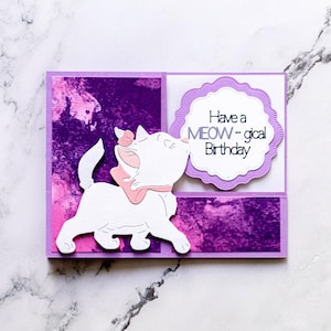 Carte d'anniversaire chat 3D, carte pour amoureux des chats, carte enfant, carte fille, carte chat blanc, carte joyeux anniversaire, carte de célébration, carte miaou-gical, fait main