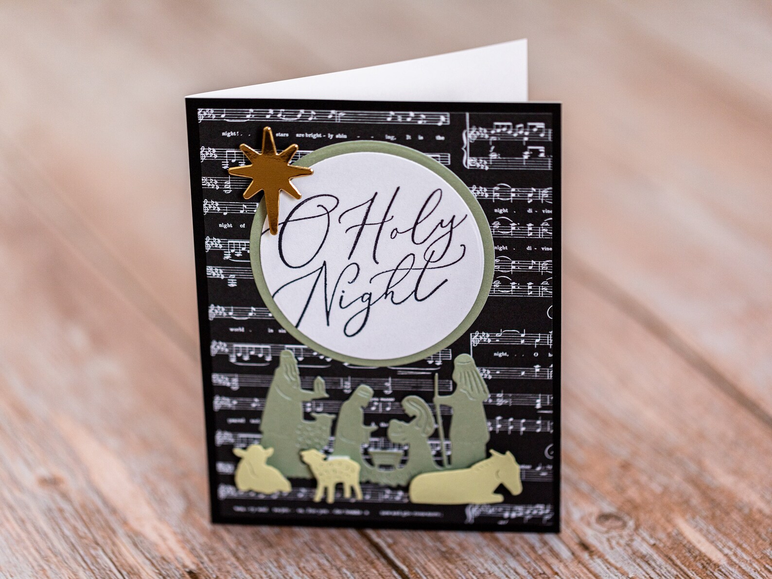 3D O Holy Night Christmas Card, Nativity Card, Elegant Card,