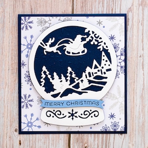 Carte de Noël 3D père Noël, carte boule à neige, carte des vœux, carte flocon de neige, carte de voeux, carte de Noël fait main