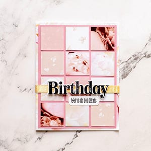 Carte d'anniversaire 3D, carte de joyeux anniversaire, voeux d'anniversaire, carte florale, carte féminine, carte faite main, carte unique, carte élégante, rose et or