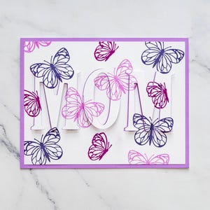 Carte de fête des mères 3D, carte de maman, carte féminine, carte de papillon, célébration, carte d'éclipse, carte faite main, carte unique, carte de voeux