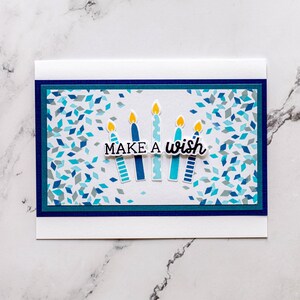Carte d'anniversaire 3D, carte de joyeux anniversaire, carte de bougie, faire un vœu, carte bleue, carte faite main, carte unique, carte de voeux, carte masculine