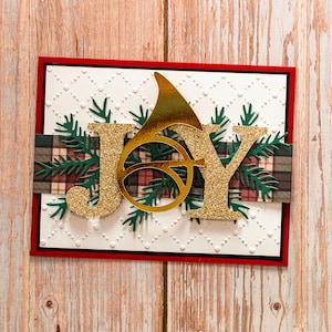 Carte de Noël 3D de joie et de cor d'harmonie, carte de vœux élégante, carte de Noël fabriquée à la main