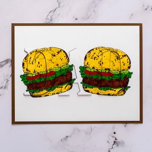 Carte 3D pour la fête des pères, carte papa, carte papa, carte hamburgers et frites, carte unique, carte faite main, carte de voeux, carte masculine, carte Eclipse