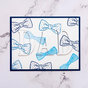 Carte 3D pour la fête des pères, carte pour papa, carte noeud papillon, carte unique, carte faite main, carte de voeux, carte masculine, carte bleue, carte éclipse