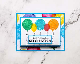 3D Birthday Gift Card Holder, Gift Card Envelope, Happy Birthday, Celebration, Time for a Celebration, Handmade Card, Unique Card, Balloons