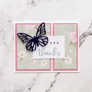 Carte de remerciement 3D, carte de remerciement, carte féminine, carte de remerciement, carte papillon, carte florale, carte faite main, carte de voeux, carte unique, gratitude