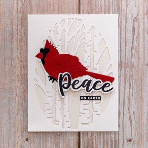 3D Peace on Earth-kerstkaart, kardinaalkaart, kerstkaart, wenskaart, handgemaakte kerstkaart, unieke kaart, elegante kaart