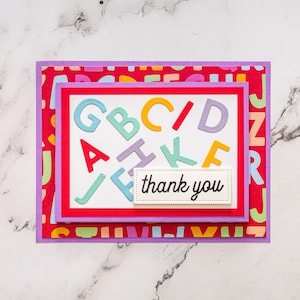 Porte-cartes cadeau de remerciement 3D, carte de professeur, remerciement de l'enseignant, alphabet, lettres, fin d'année scolaire, carte d'école, carte faite main