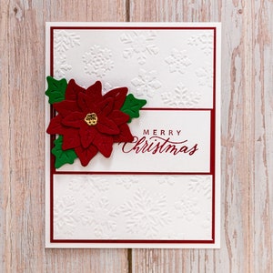 Carte de Noël 3D poinsettia, carte de joyeux Noël, carte en relief, carte de vœux, carte de voeux, carte unique, carte de Noël fait main