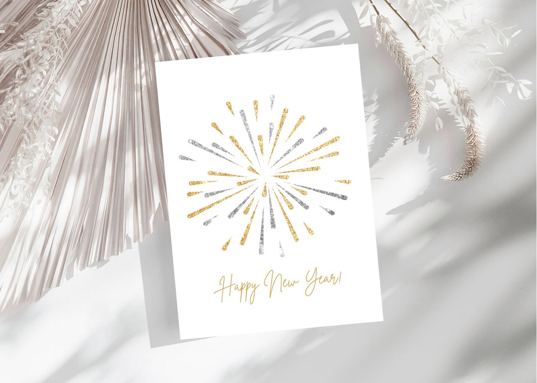 Printable Luxury New Year Card, DIY Happy New Year Card, New Year ...