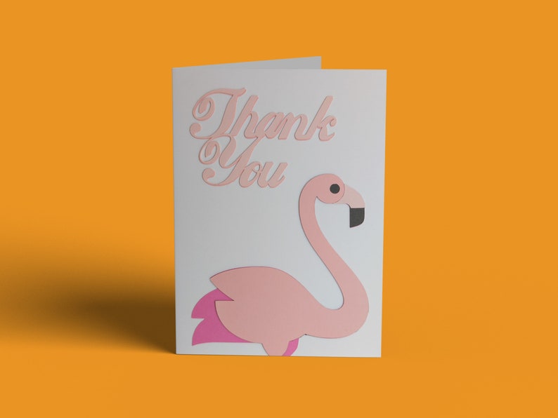 Thank You Card Flamingo Handmade Layered Cardstock PaperCraft image 4