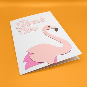 Carte de remerciement — Flamingo — Papier cartonné stratifié fait à la main