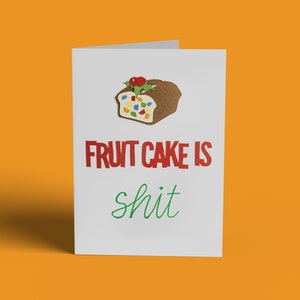 Carte de Noël amusante - Le gâteau aux fruits est de la merde - Papier cartonné coupé à la main et assemblé manuellement et superposé