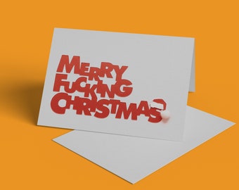Merry Fucking Christmas — Funny Greeting Card — Layered Cardstock PaperCraft