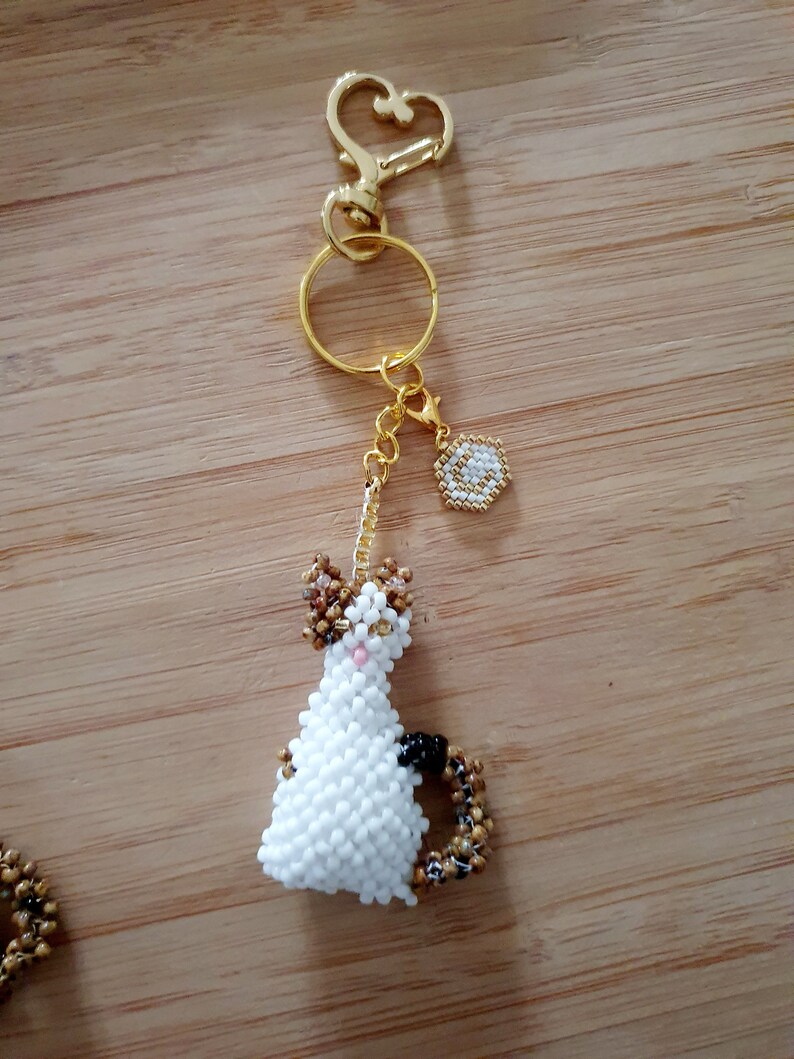 Beaded Cat Keychain: 3D Kitty Bag Charm, Cat Lover Gift - Etsy