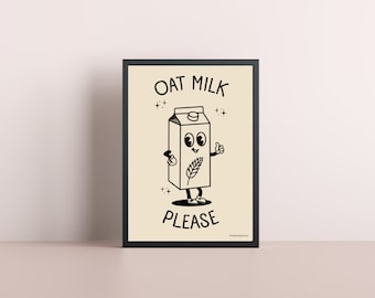 Cartel de leche de avena / "leche de avena por favor"