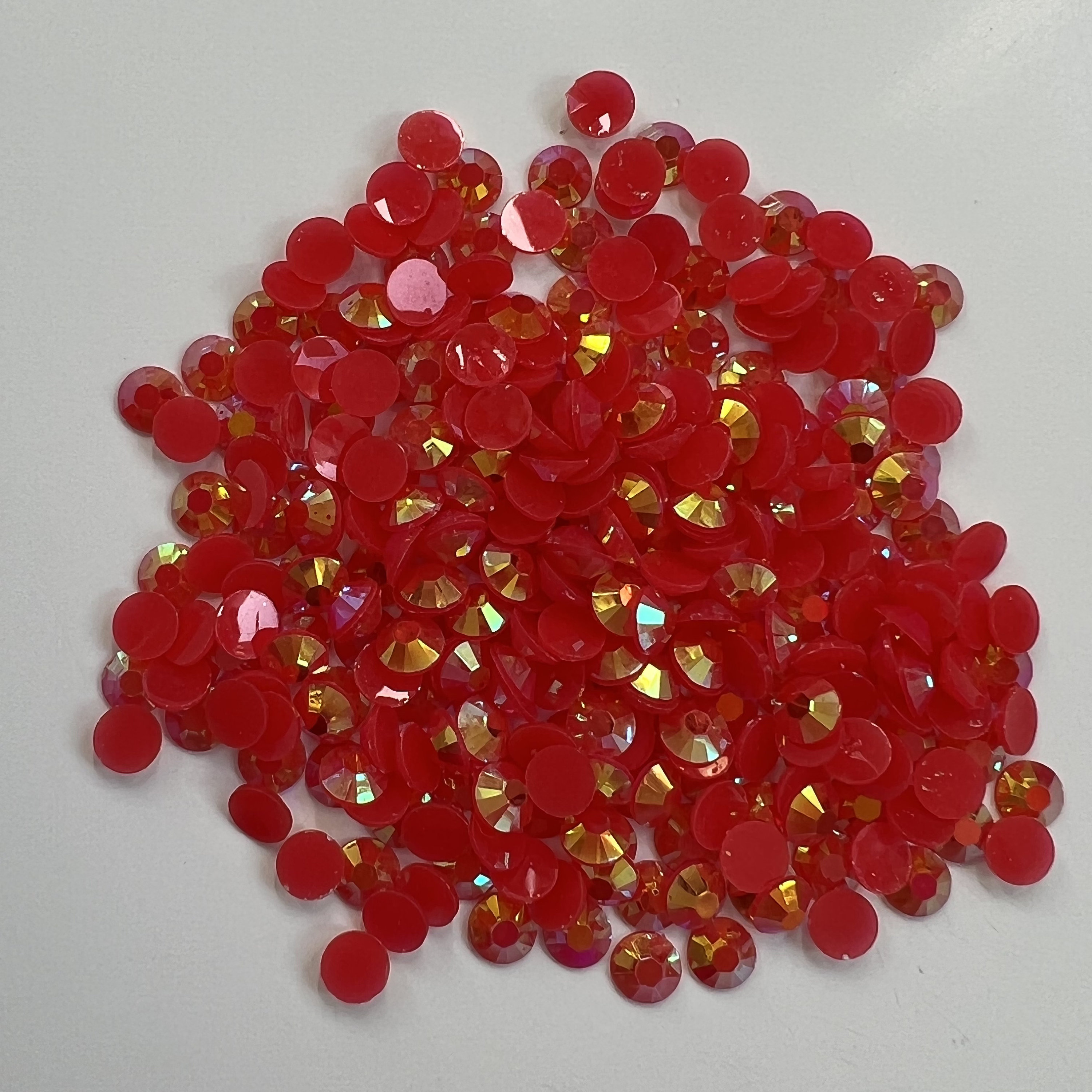 30 GRAMS RED Flatback Pearls and Assorted Flatback Resin