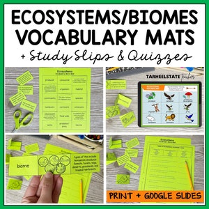 Ecosystems Biomes Vocabulary and Definition Practice | Vocabulary Study Guide and Quizzes | Games for Learning | Terminology Flashcards
