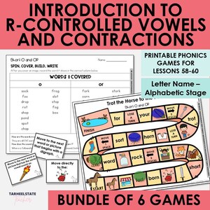 R-Controlled Vowel Games and Activities Bundle | Elementary Phonics Practice | Read and Spell CVC Words | Understanding Contractions