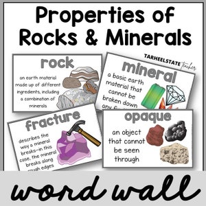 Properties of Rocks and Minerals Definition Posters for Science ...
