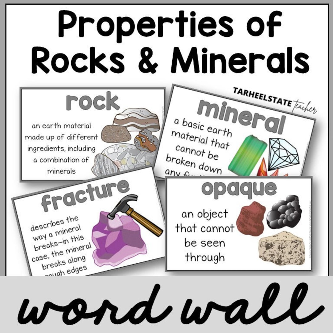 Properties of Rocks and Minerals Definition Posters for Science