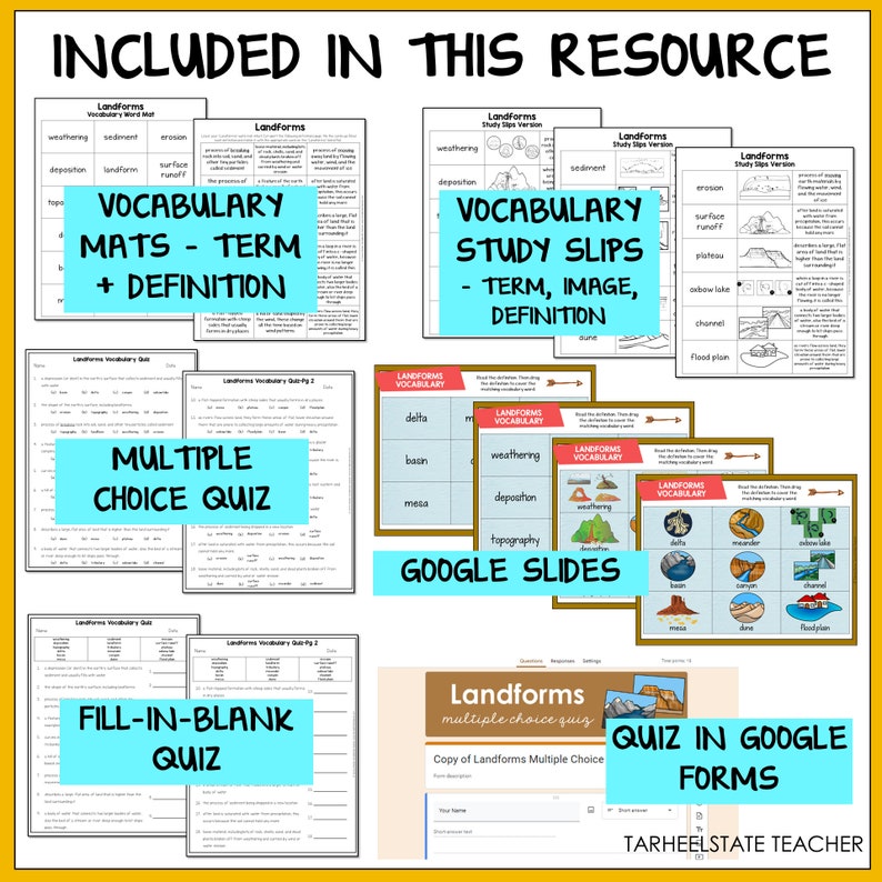 Landforms & Plate Tectonics Vocabulary and Definition Practice ...