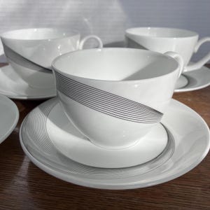 Wedgwood china coffee tea cups and saucers Apollo pattern shape 225 set of four (4)
