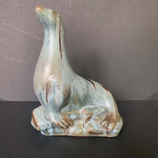 Blue Mountain Pottery Sea Lion on Rocks Slate Glaze