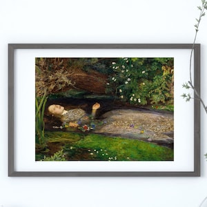 Ophelia, Fine Art Print, Vintage Poster, Beautiful Painting, Art Deco Wall Decor, Shakespearian, Shakespeare Hamlet Theater Book Literary
