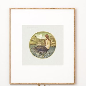 Venus&#39; Looking Glass, Fine Art Print, Vintage Poster, Beautiful Painting, Art Deco Wall Decor, Mermaid Ocean Wall Art, Boho Style Aesthetic