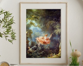 The Happy Accidents of the Swing, Fine Art Print, Beautiful Renaissance Woman Swinging in Garden, Romantic Vintage Victorian Painting Art
