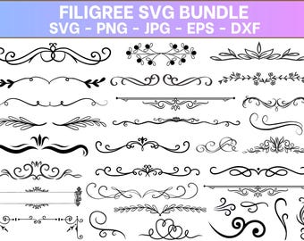 Filigrane Schriftrolle SVG: Lasergravurdesign, Flourish Border (Digitaler Download)