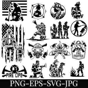 Firefighter Svg, Fireman Svg Cut Files for Circuit, Firefighter PNG Clipart, First Responder Svg, Fire Department Svg, Firefighter Decor