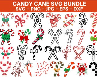 Candy Cane SVG Clipart Bundle, Christmas Peppermint (Digital Download)