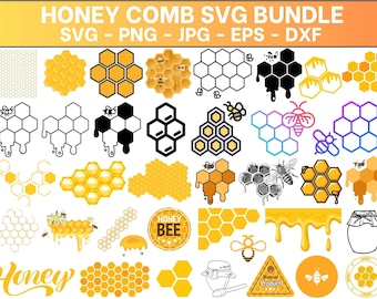 Honeycomb Pattern SVG Bundle, Honeybee Clipart (Instant Download)