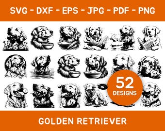 Golden Retriever SVG-bundel, hondenliefhebber ontwerpen (digitale download)