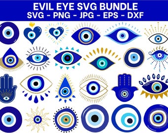 Evil Eye Svg Bundle, High Quality Evil Eye Png, Ojo Turco, Hamsa Svg, Evil Eye Clipart, Instant Download, Svg For Cricut, Cut Files