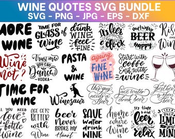 Wine Quotes SVG Bundle: T-Shirt Designs (Digital Download)
