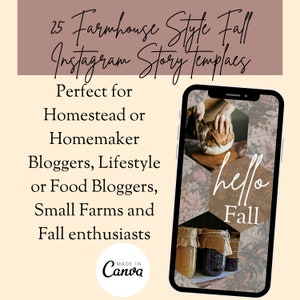 Fall Farmhouse Instagram Story Templates: Canva Editable (PDF)